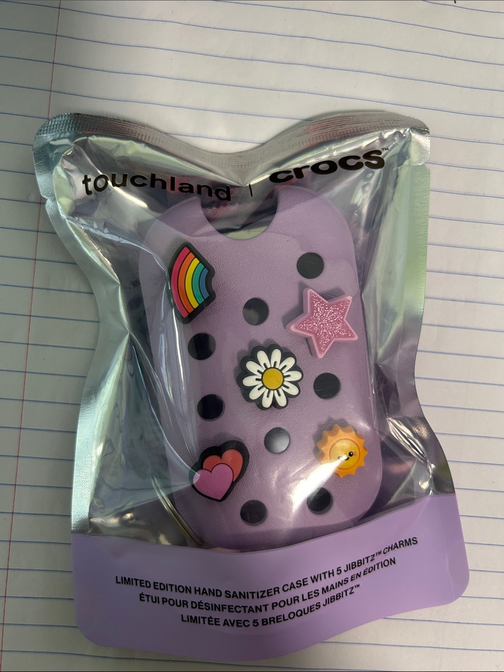Crocs Touchland Lavender Hand Sanitizer Case with Decorative Charms